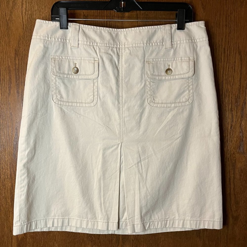LOFT khaki skirt with front pleat, size 14